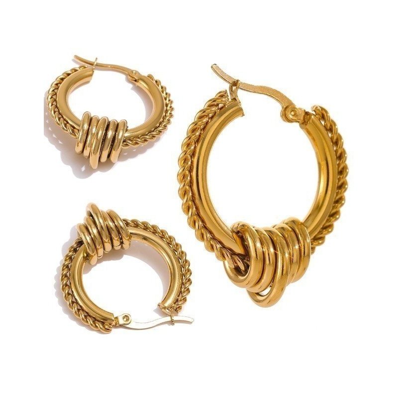 PENDIENTES CLEOPATRA ACERO Y ORO WATERPROOF