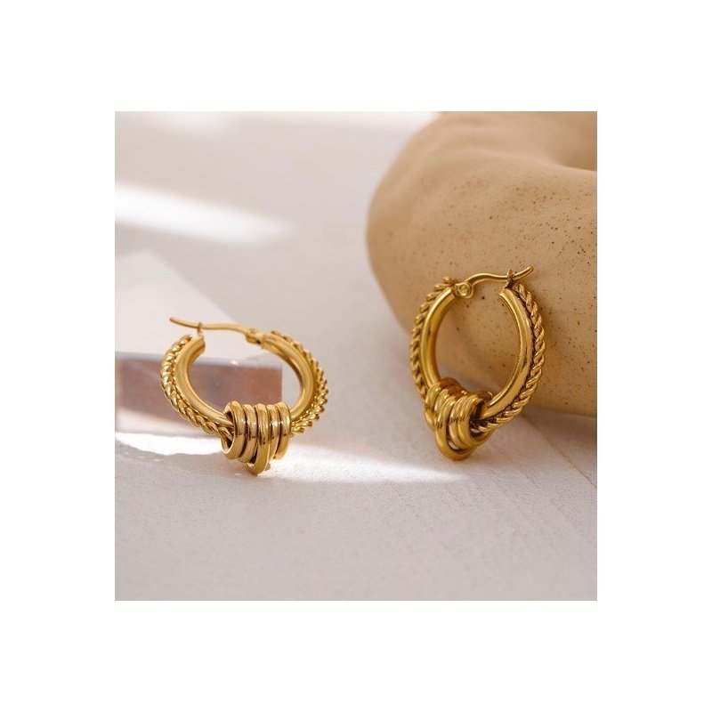 PENDIENTES CLEOPATRA ACERO Y ORO WATERPROOF