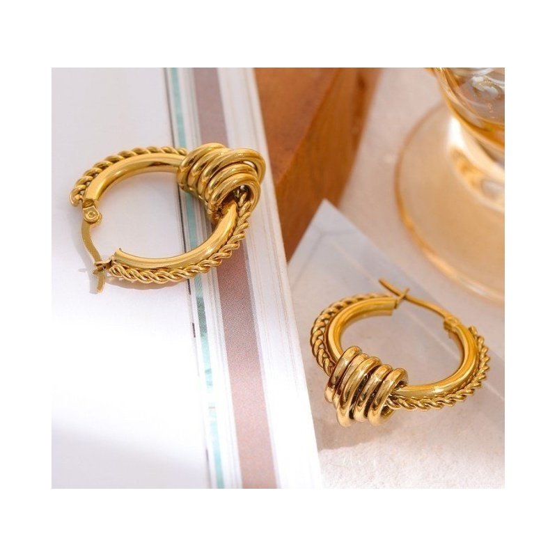 PENDIENTES CLEOPATRA ACERO Y ORO WATERPROOF