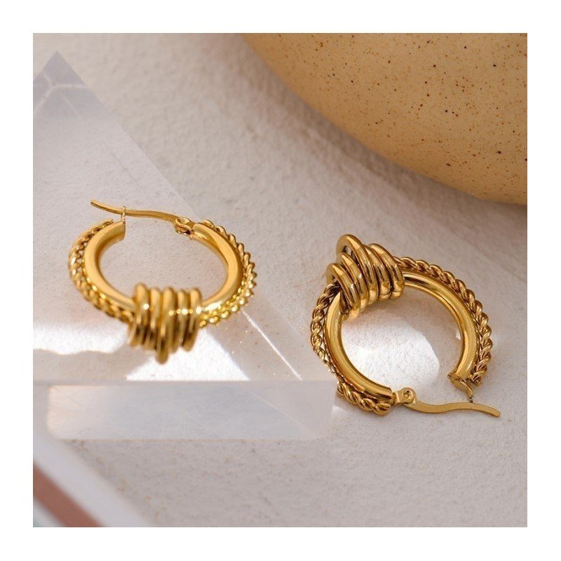 PENDIENTES CLEOPATRA ACERO Y ORO WATERPROOF