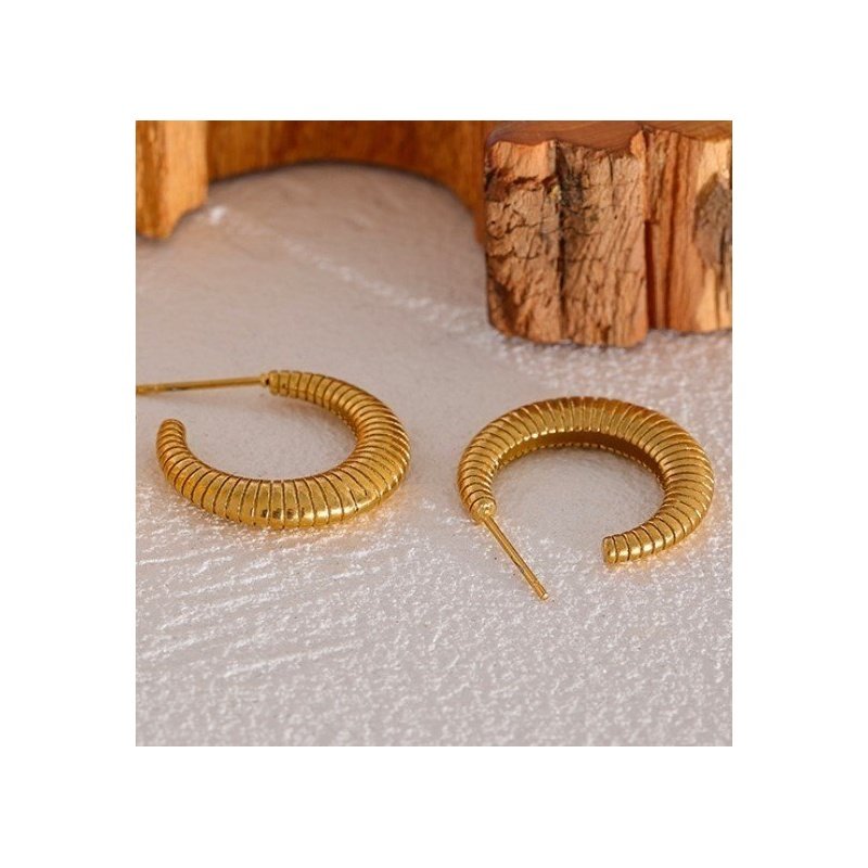 PENDIENTES BOA ACERO Y ORO WATERPROOF