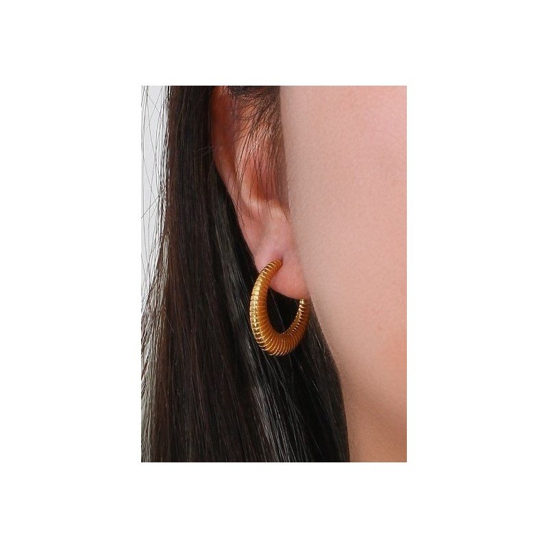 PENDIENTES BOA ACERO Y ORO WATERPROOF