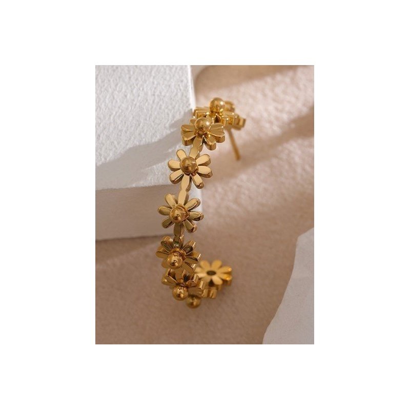 PENDIENTES SUNFLOWER ACERO Y ORO WATERPROOF