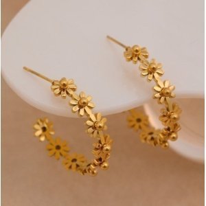 PENDIENTES SUNFLOWER ACERO Y ORO WATERPROOF