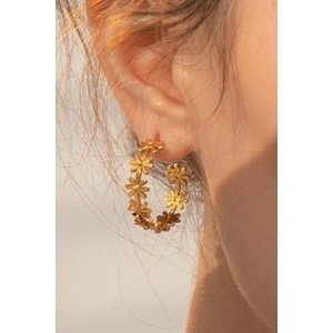 PENDIENTES SUNFLOWER ACERO Y ORO WATERPROOF pendientes arena roja