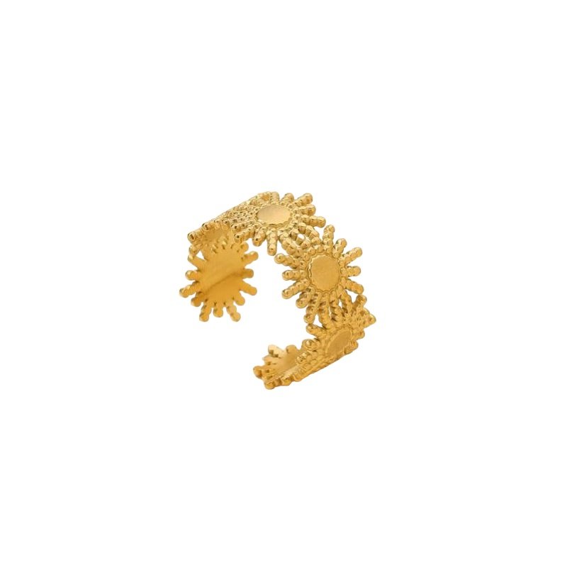 ANILLO SOLES ACERO DORADO