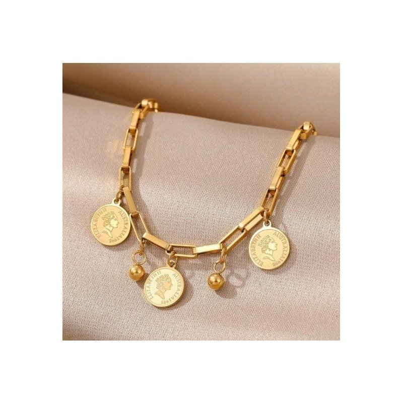 PULSERA ACERO CON MONEDITAS