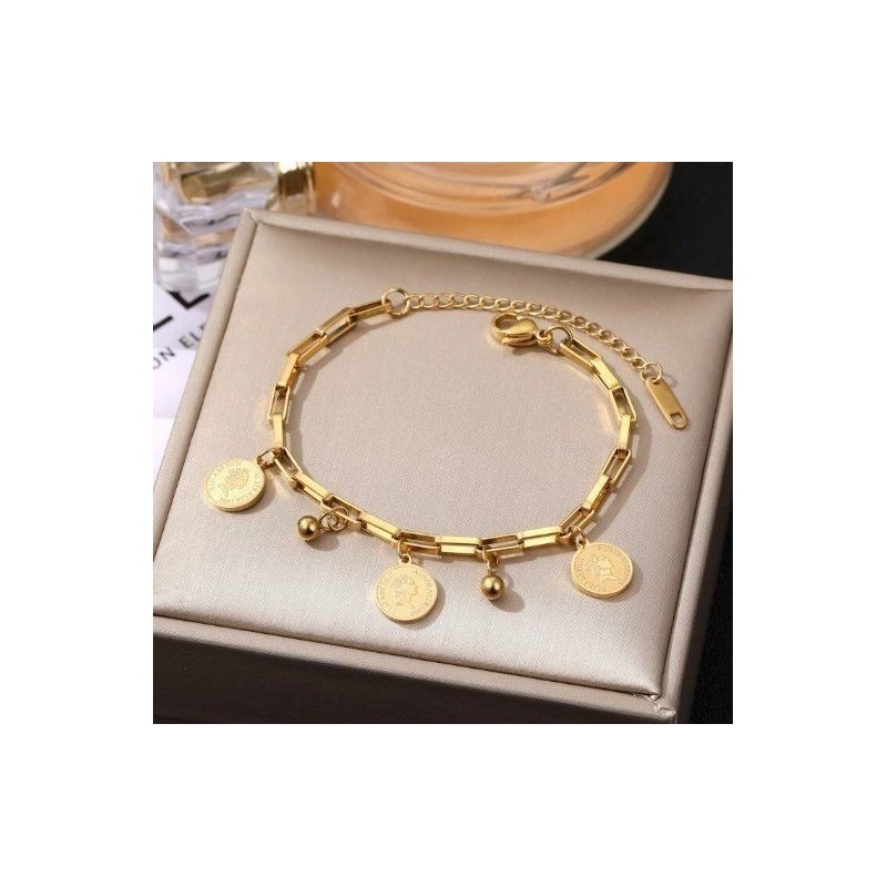 PULSERA ACERO CON MONEDITAS
