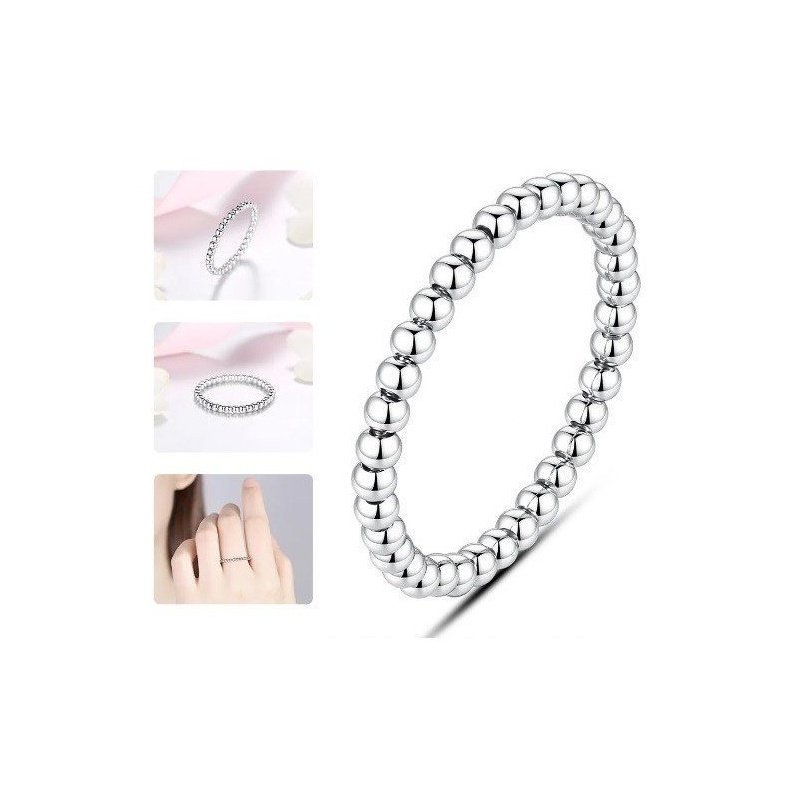 ANILLO BOLAS PLATA DE 1ª LEY, ELÁSTICO