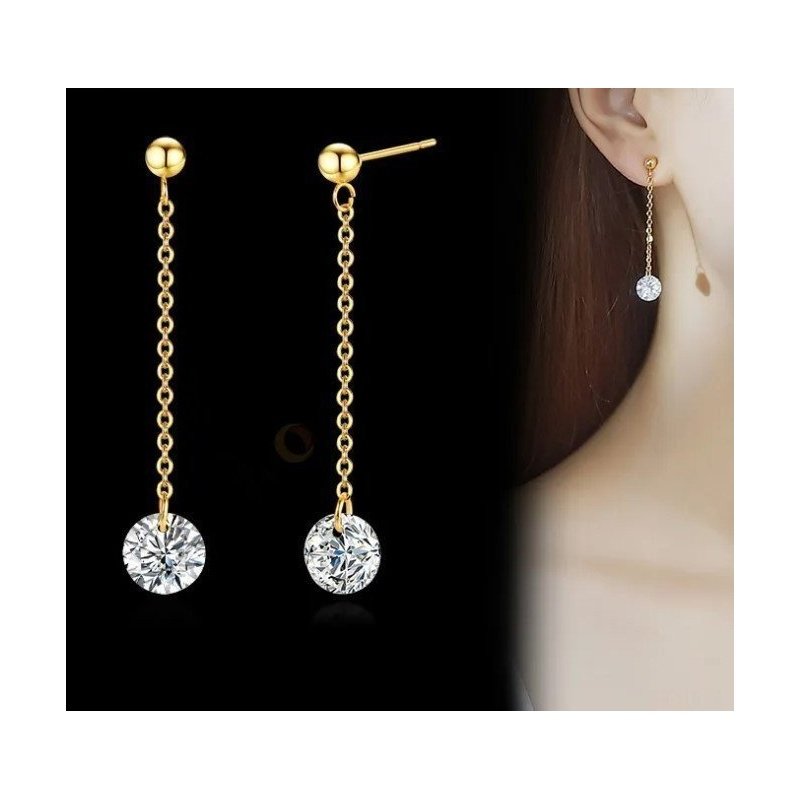 PENDIENTES LARGOS ACERO Y ORO WATERPROOF