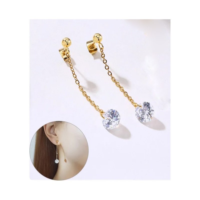 PENDIENTES LARGOS ACERO Y ORO WATERPROOF