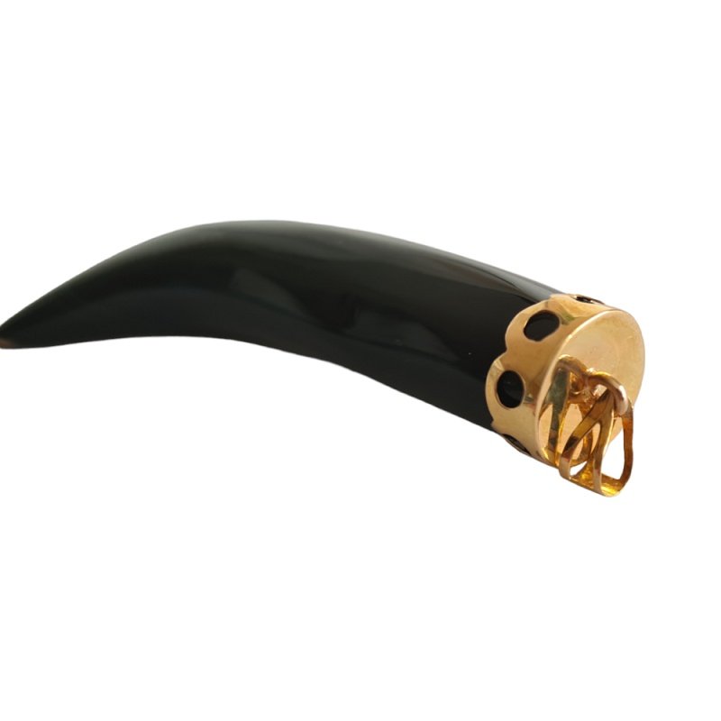 COLGANTE CUERNO ORO DE 1ª LEY 18 KILATES Y ONIX