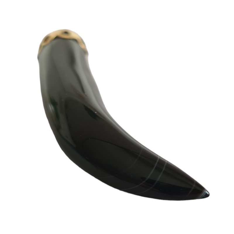 COLGANTE CUERNO ORO DE 1ª LEY 18 KILATES Y ONIX