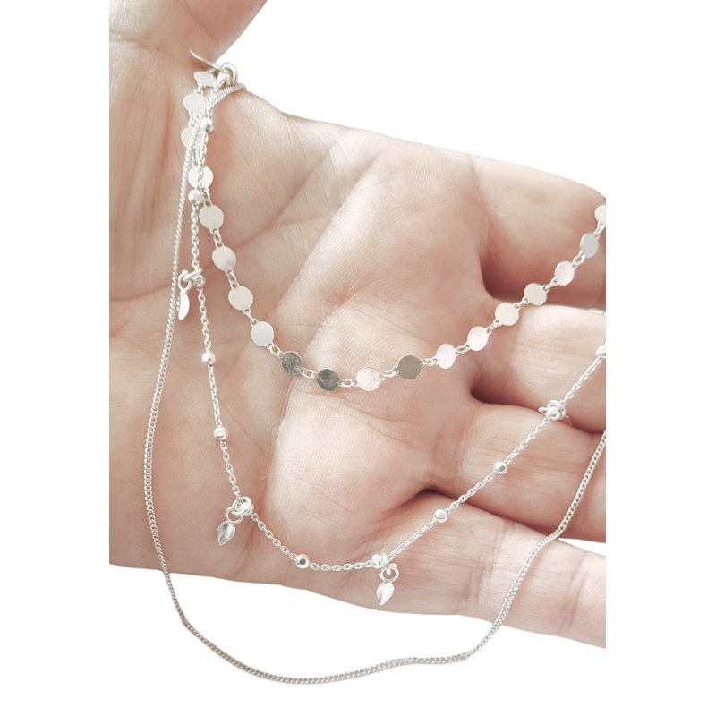 GARGANTILLA TRIPLE, TRES HILERAS, PLATA DE 1ª LEY