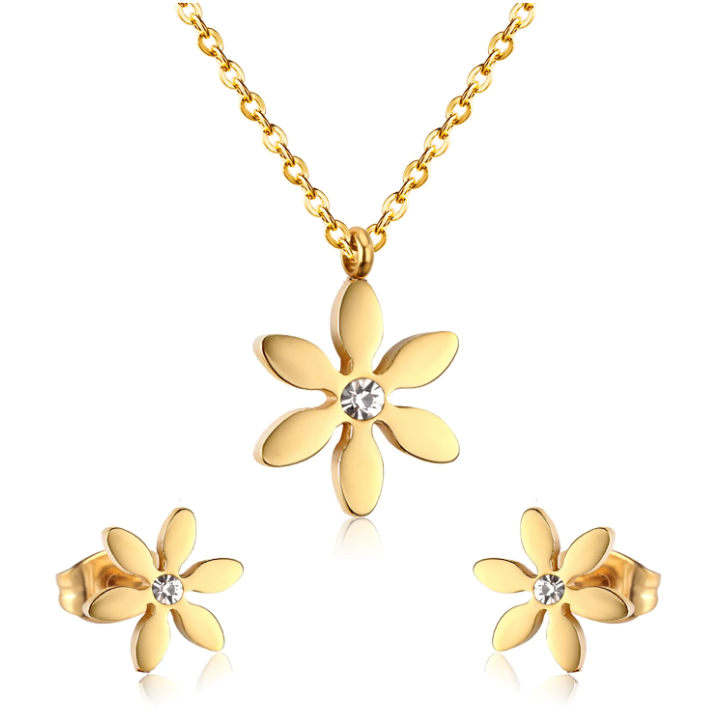 CONJUNTO DE COLGANTE Y PENDIENTES MARGARITAS