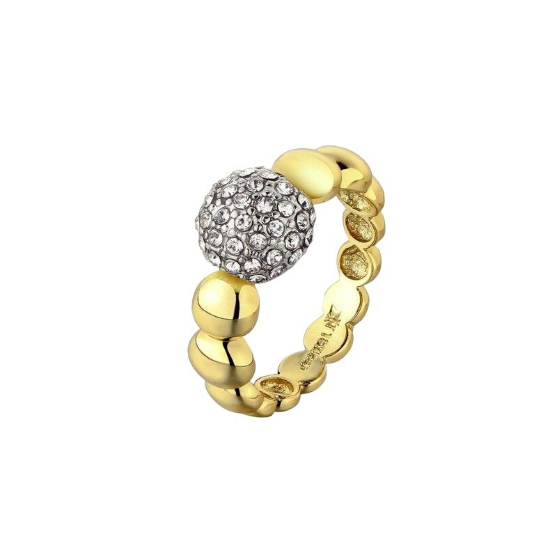 ANILLO DE DISEÑO CON CORONA DE CRISTALES CHECOS Y ORO