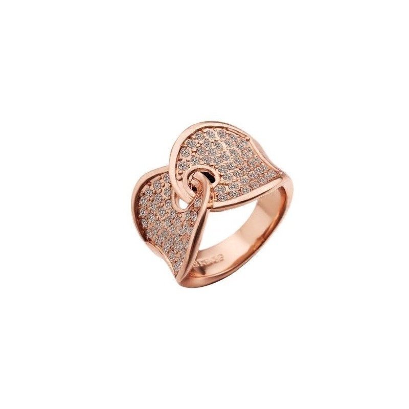 ANILLO DE DISEÑO ENTRELAZADO CON CIRONITAS Y ORO ROSA