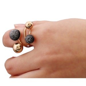 Anillo espiral con bolas ♥ Anillo espiral esferas y pedrería