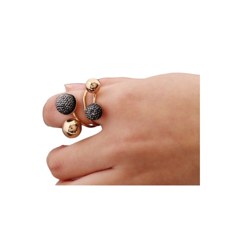 ANILLO DE DISEÑO BOLAS CON ORO 18 K