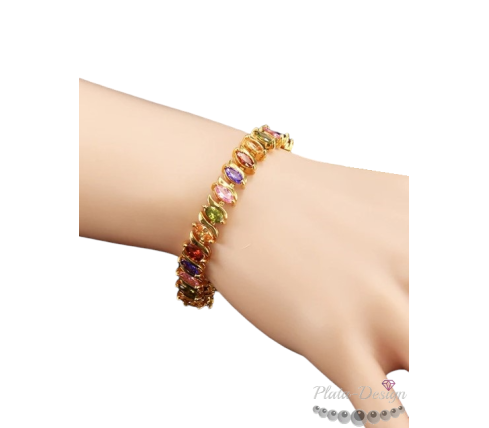 pulsera oro piedras de color