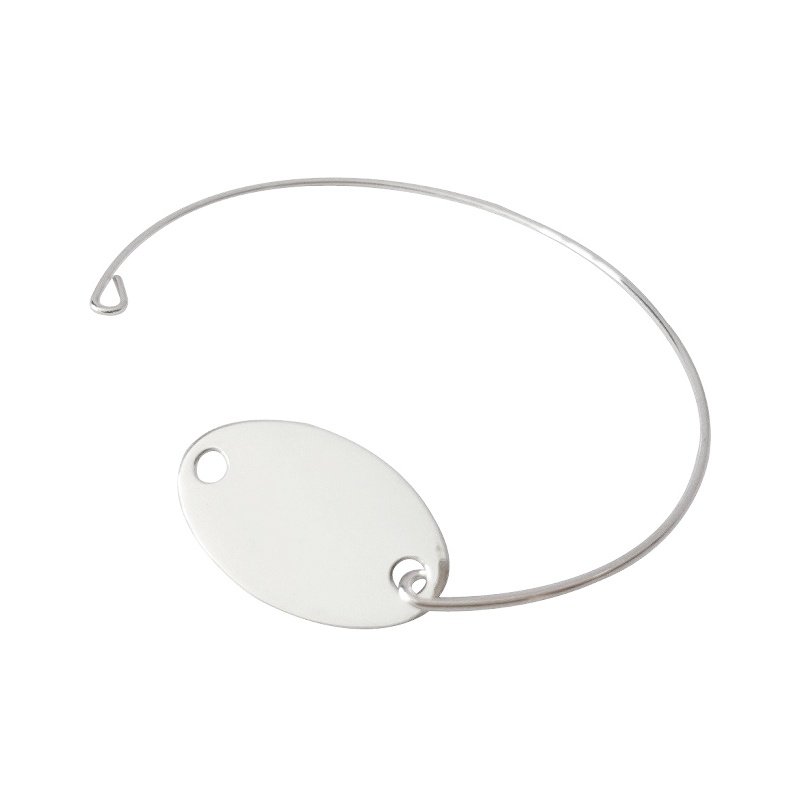 PULSERA HILO PLATA DE LEY CON CHAPA OVALADA PARA GRABAR