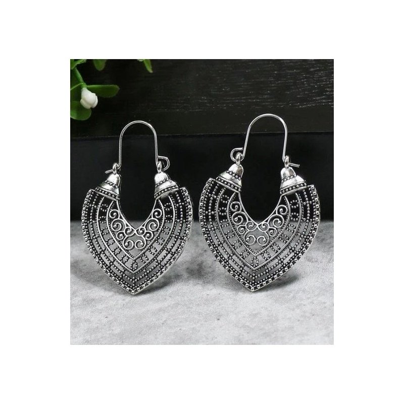 PENDIENTES BOHO PLATA TIBETANA