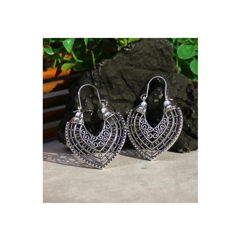 PENDIENTES BOHO PLATA TIBETANA