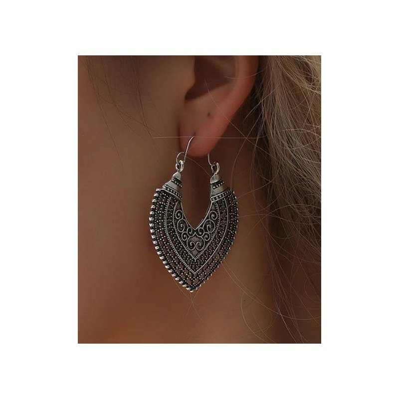 PENDIENTES BOHO PLATA TIBETANA