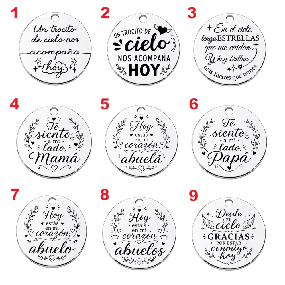 medallas para ramo de novias un trocito de cielo